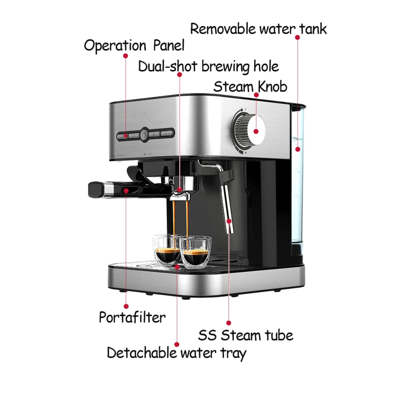 Italian Espresso Coffee Maker Wholesale High Quality Espresso Coffee Machine Home Semi Automatic Coffee Machine