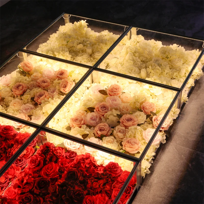 LFB1509-7 Infinite 3d Led Dance Magnetic 60x60 Led Dance Floor Panel With Flower For Wedding Disco Stage Decor