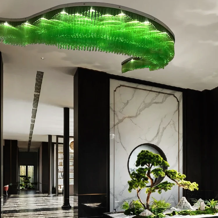 Modern Style Luxury Custom Hotel Lobby Art Large Glass Decoration Crystal Chandelier