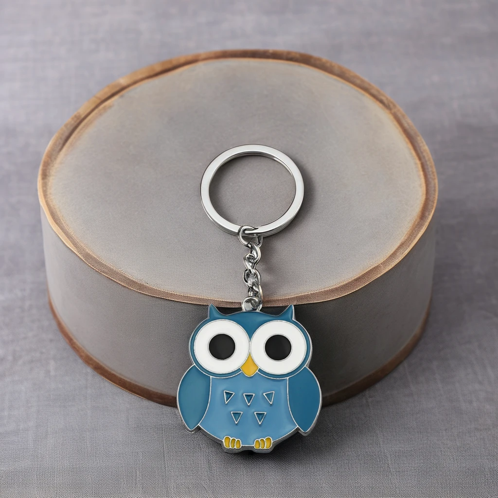 Owl Kitten Cartoon Metal Keyring New Designed Zinc Alloy Carabiner Keychain for Car Bag Pendant Decoration UV Printed Gift