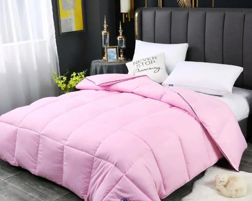 Wholesale New 5-Star Hotel White Blue Pink Down Hil-ton Hotel Queen King Size Comforter Quilt for Disposable Bed