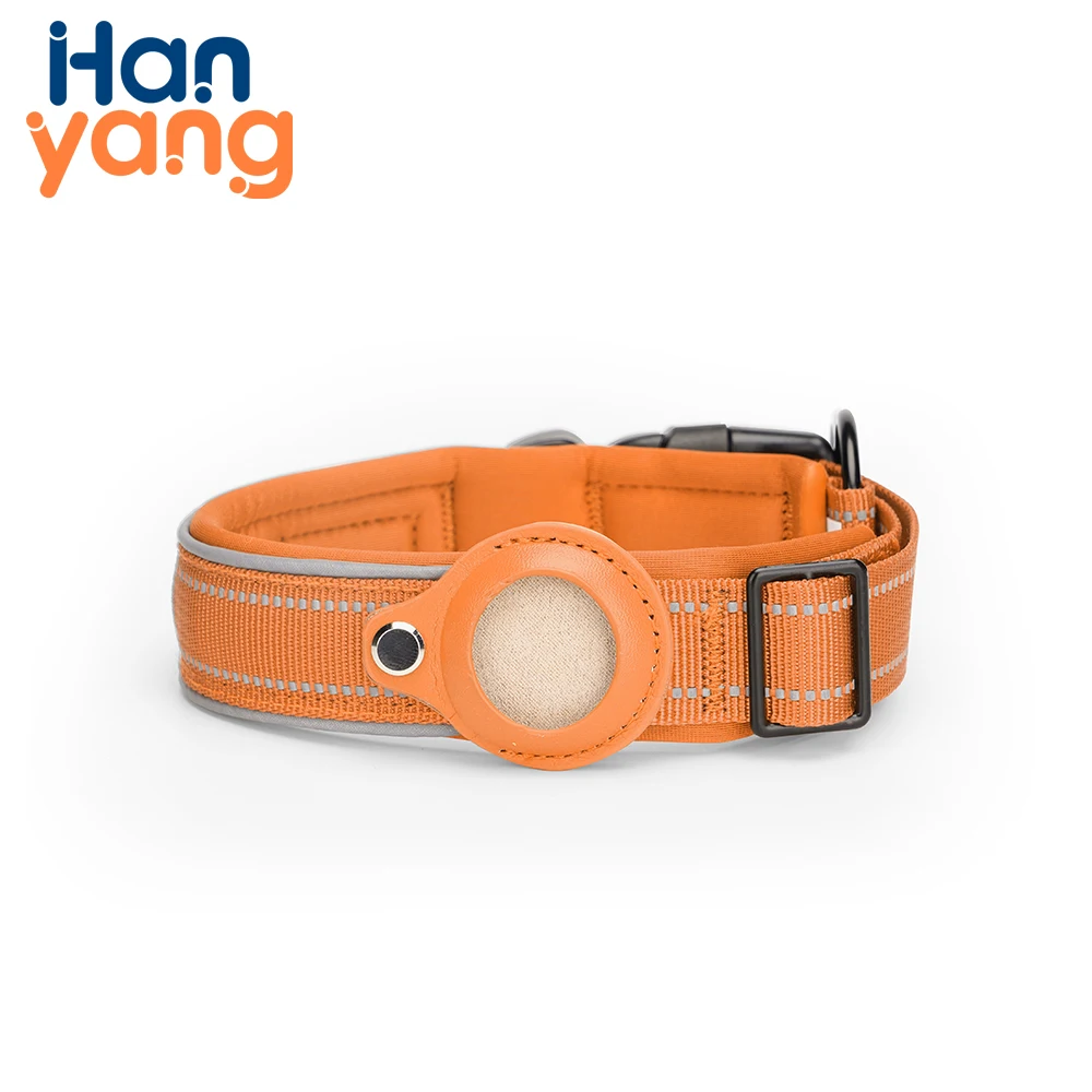 Hanyang OEM пользовательские аксессуары для домашних животных нейлоновый светоотражающий Регулируемый Gps тяжелый тренировочный трекер Airtag ошейник собак и кошек