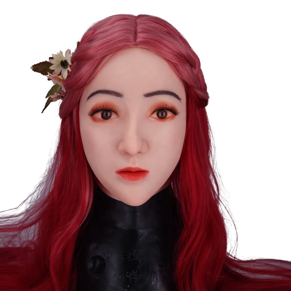 Full Silicone Make up Mask Realistic Female Headgear Men to Women Headwear For Crossdressers Cosplay Halloween
