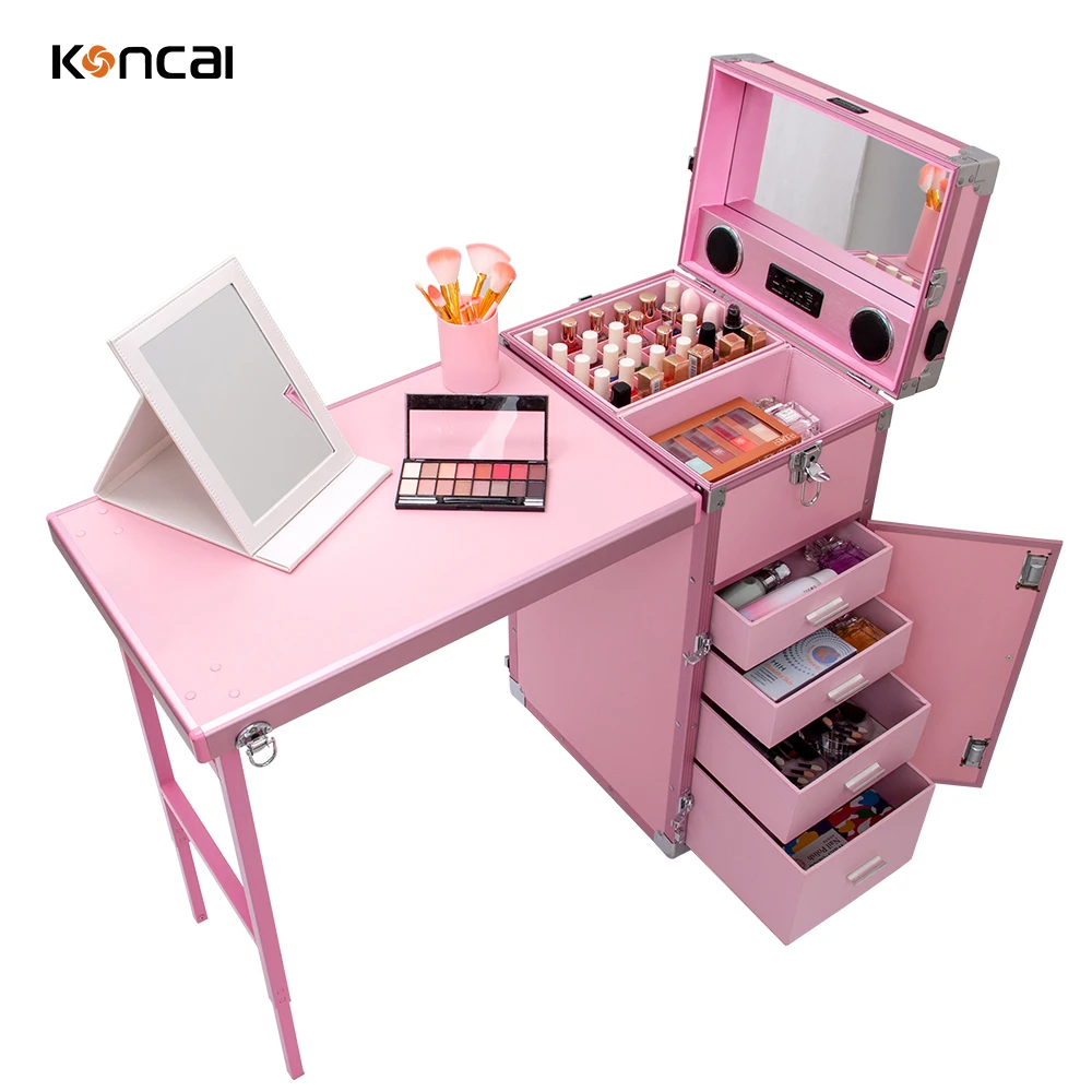 Multi Functional Salon Manicure Table Nail Table Pink Metal Customized PVC Logo Style Furniture Cosmetics Color Material Origin