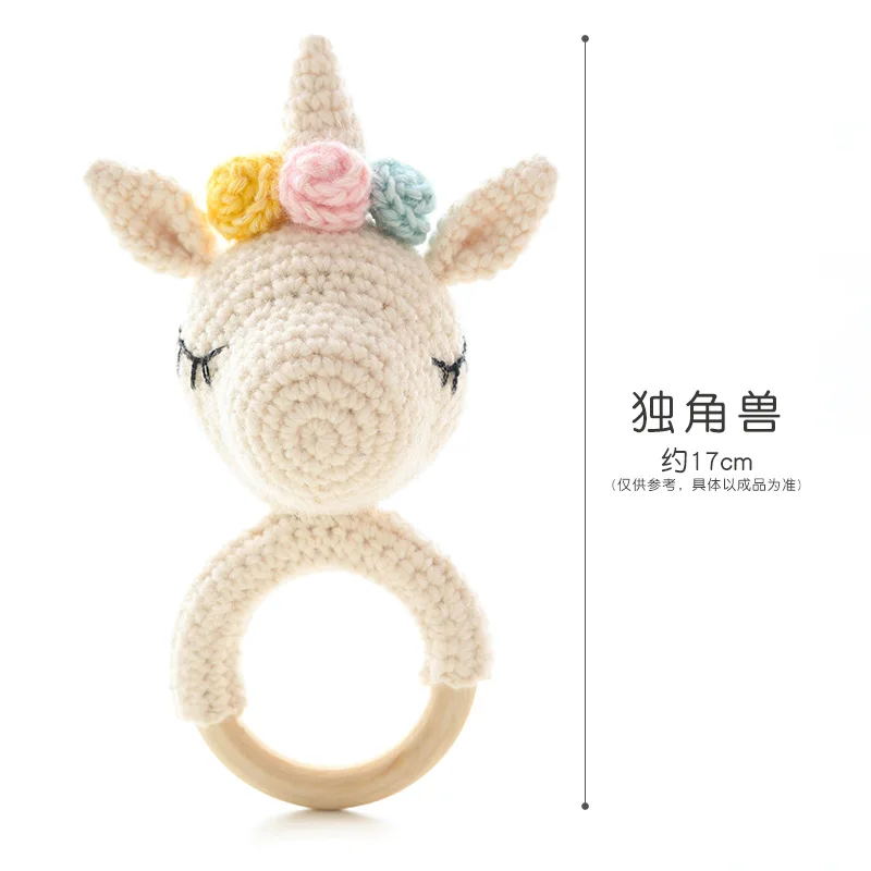 Wooden Teether Baby rattle crochet diy material package hand-woven doll creative gift Newborn Baby Toys