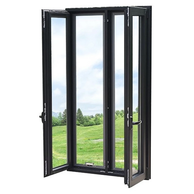 High quality soundproof aluminum profile inside casement windows with stainless steel mesh