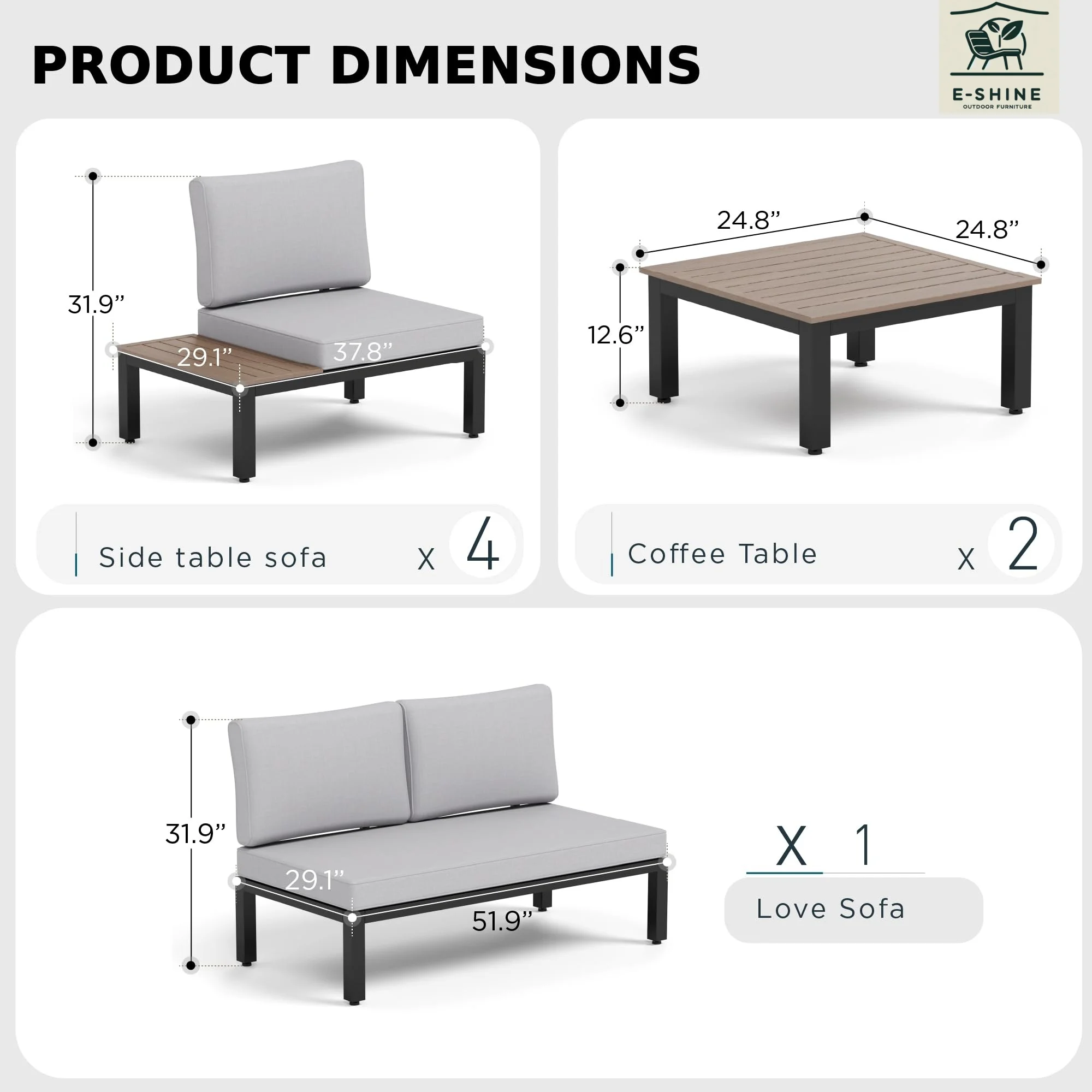 Modern Aluminum Garden Sofas Outdoor Furniture Outdoor Sofas Patio Furniture Set Outdoor Garden Furniture With Coffee Table