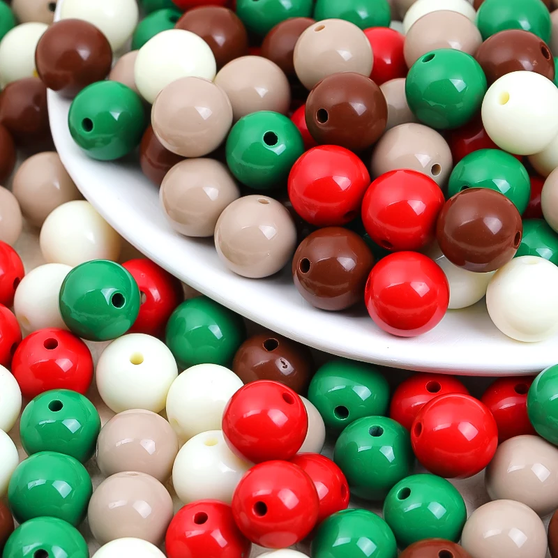 Christmas Series Wholesale Round Faceted Acrylic Loose Beads 14mm Acrylic Christmas Decorations Beads For Christmas Tree