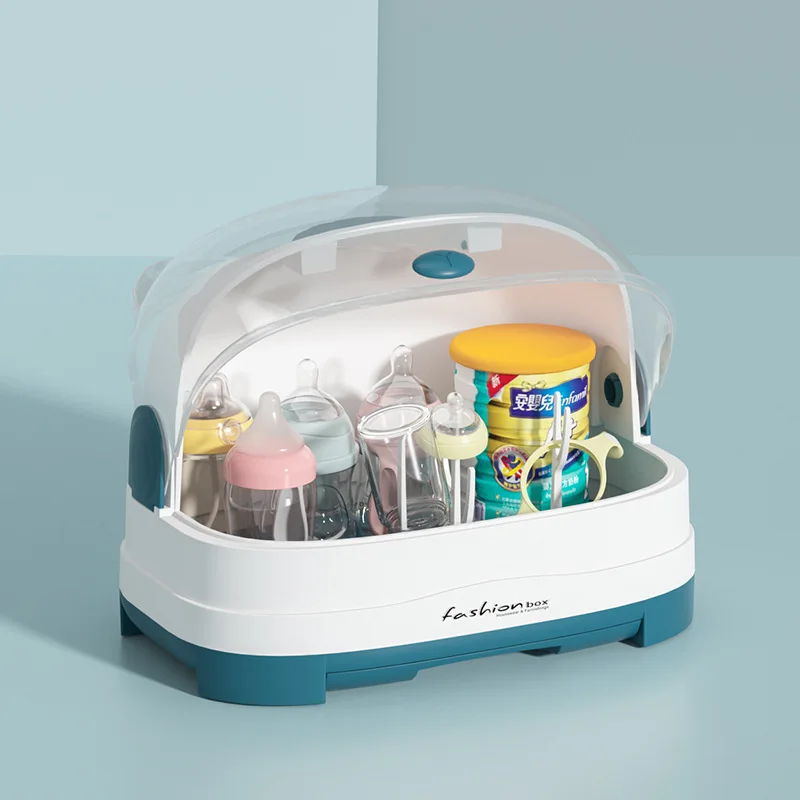 Sesame Hot Sale Baby Product Baby Milk Feeding Bottle Storage Box With Cover And Handle Plastic Baby Bottle Drying Rack