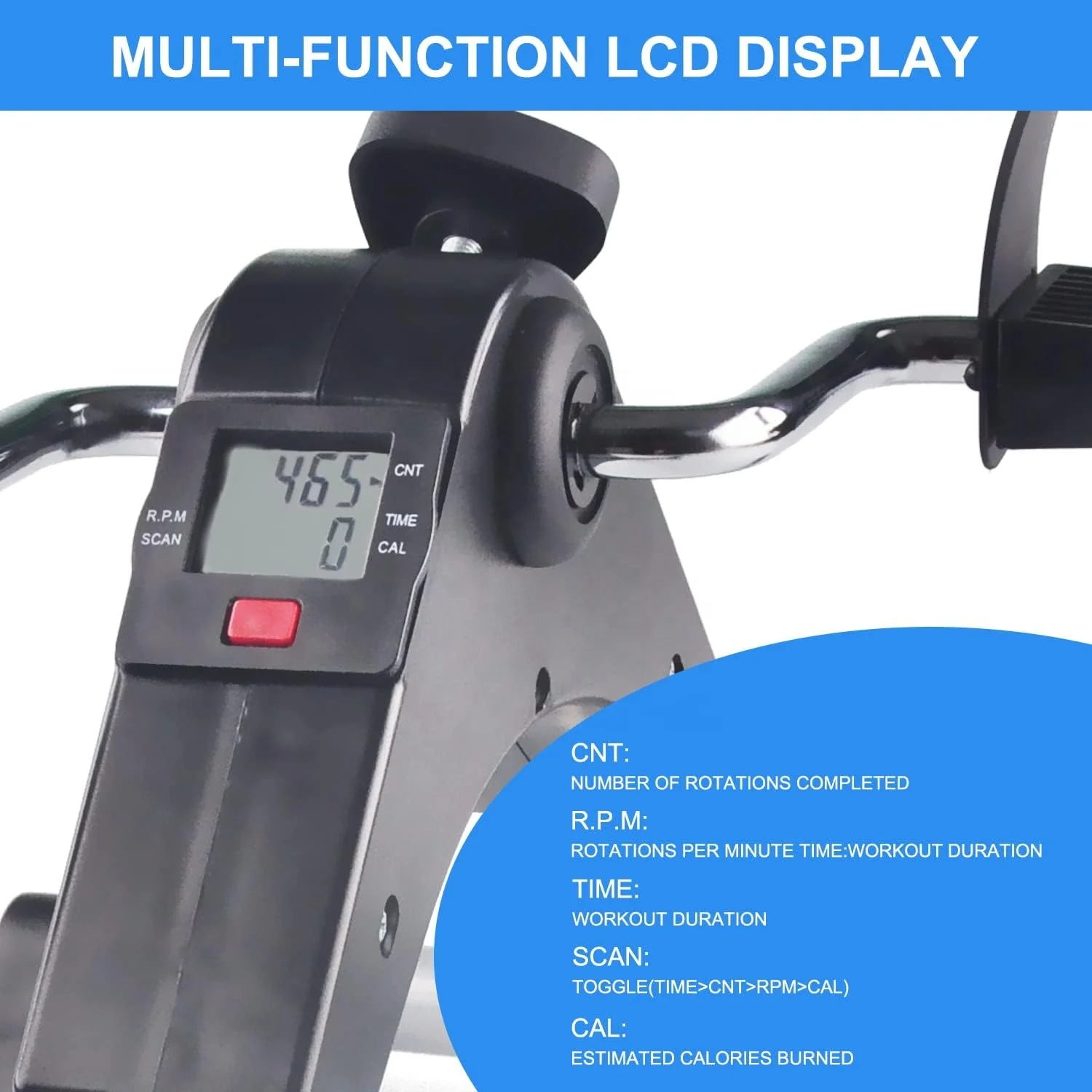 Portable Fitness Leg Exercise Bike for Elderly Home Gym With Screen Mini Foot Pedal Exerciser Cycle Mini Fitness Exercise Bike