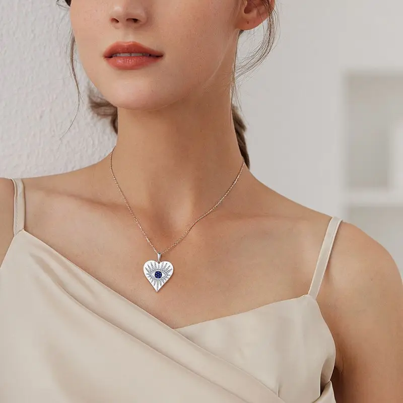 Hot Sales Trendy Evil Eyes Necklace Jewelry Turkish Blue Eye Pendant Necklace Crystal Heart Blue Evil Eyes Necklace For Girls