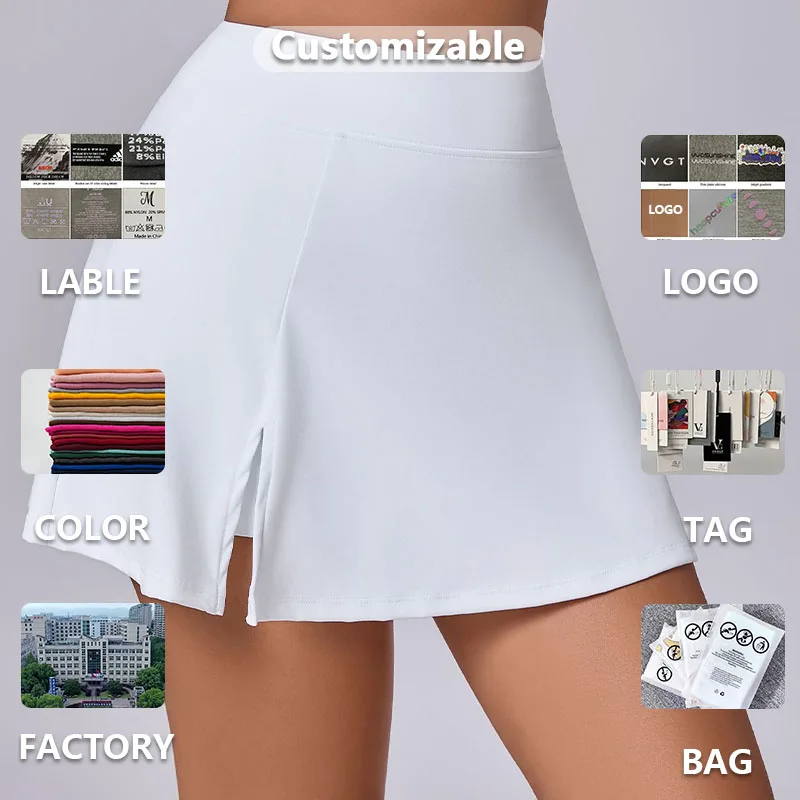 XW-6358 Slim Fit Wholesale Gym Activewear Fitness High Waist Women Sports Custom Side Pocket Athletic Tennis Golf Skirt
