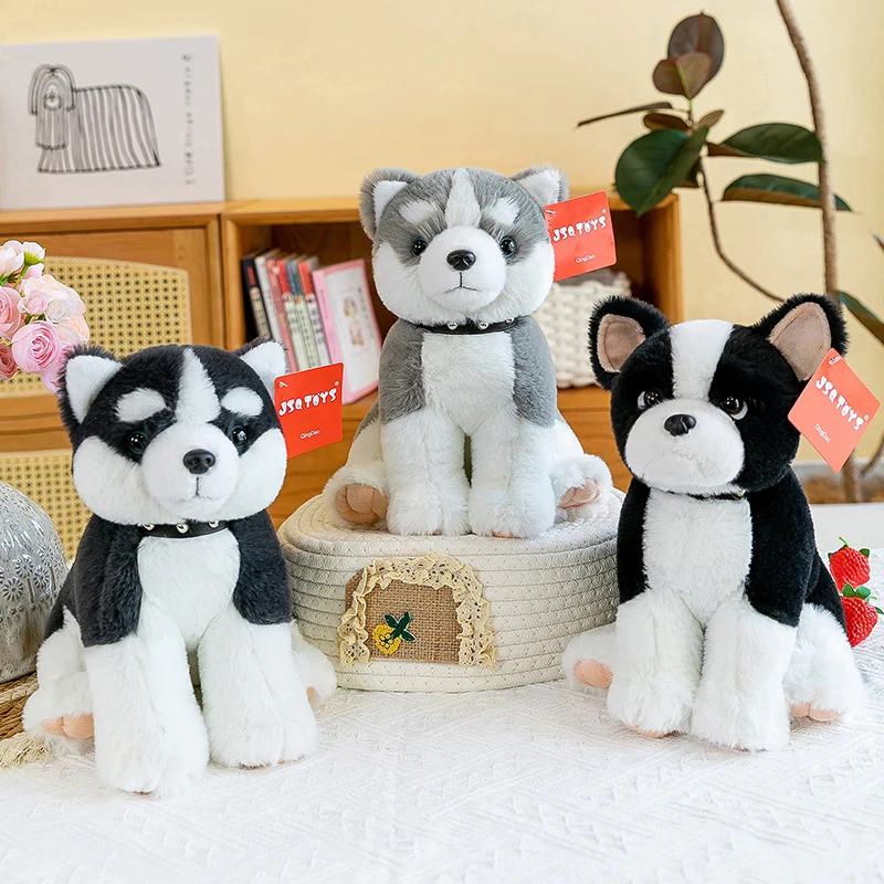 20cm 25cm Super Cute Kawaii Shai Pei Schnauzer Bulldog Realistic Puppy Stuffed Animal Toys