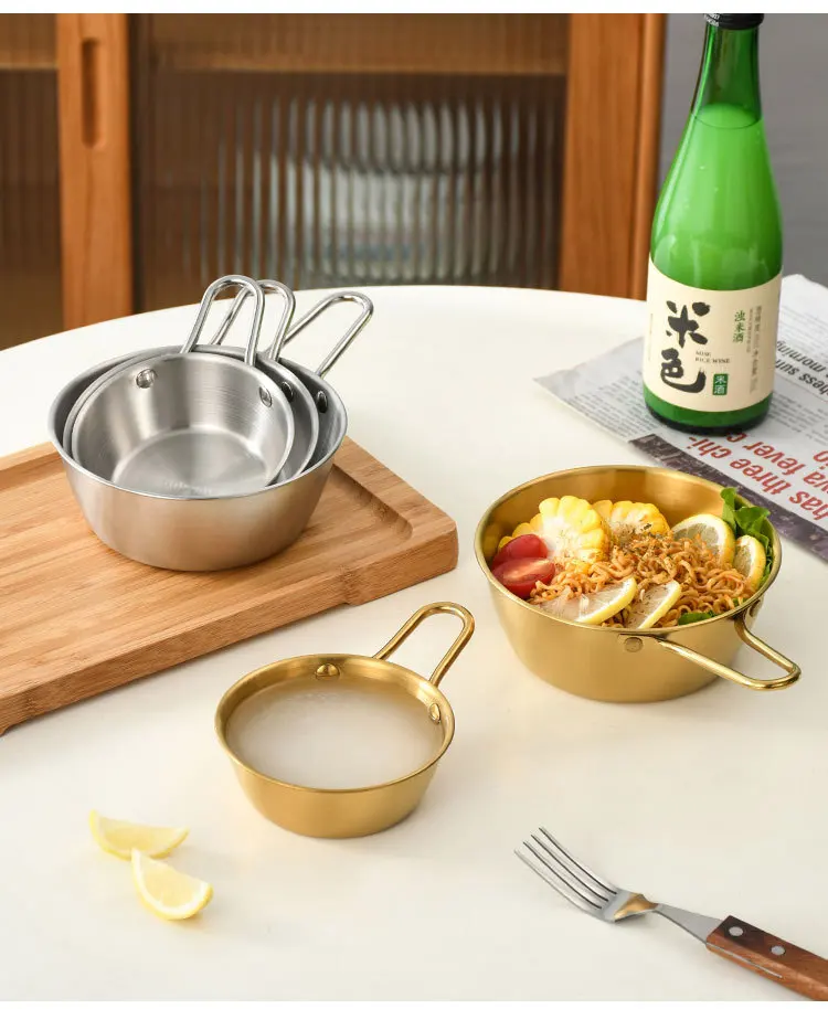 Korean Traditional Wine Bowls Korean Raw Rice Wine Hiking Soup Dish 4.7 inches 3 pcs Aluminum Yellow Made in Korea