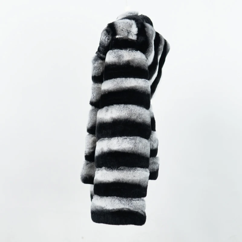 NAFA Customize Ladys Oversized Hooded Rabbit Fur Coat with Best Quality Wholesale Price Chinchilla Like