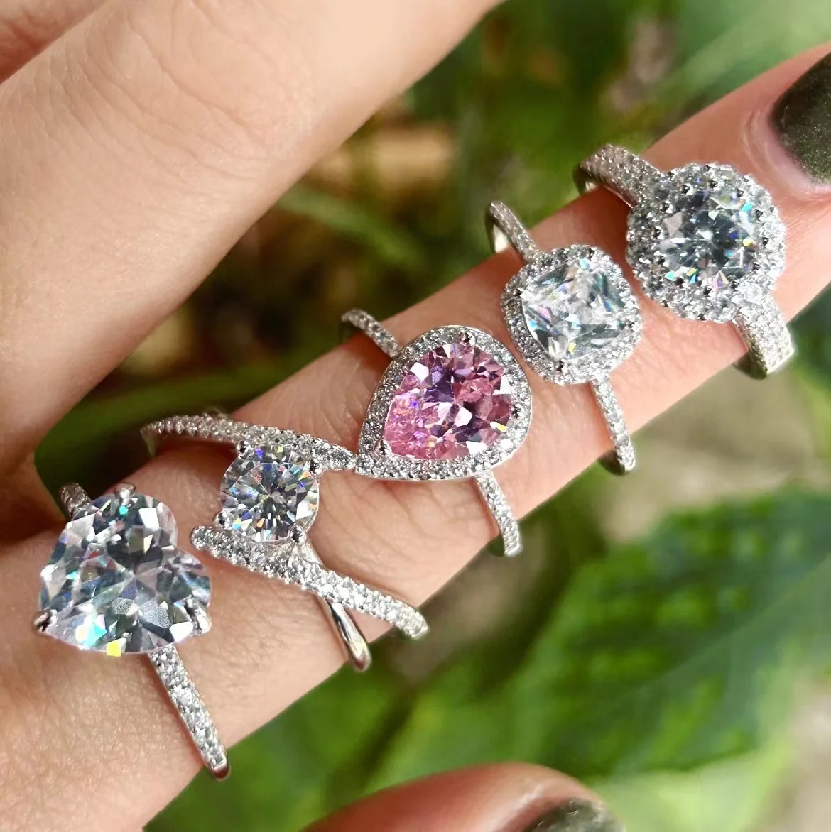 Luxury 925 Sterling Silver Eternal Band Diamond Ring Stacked Engagement Wedding Cubic Zircon Cz Finger Ring Jewelry For Women