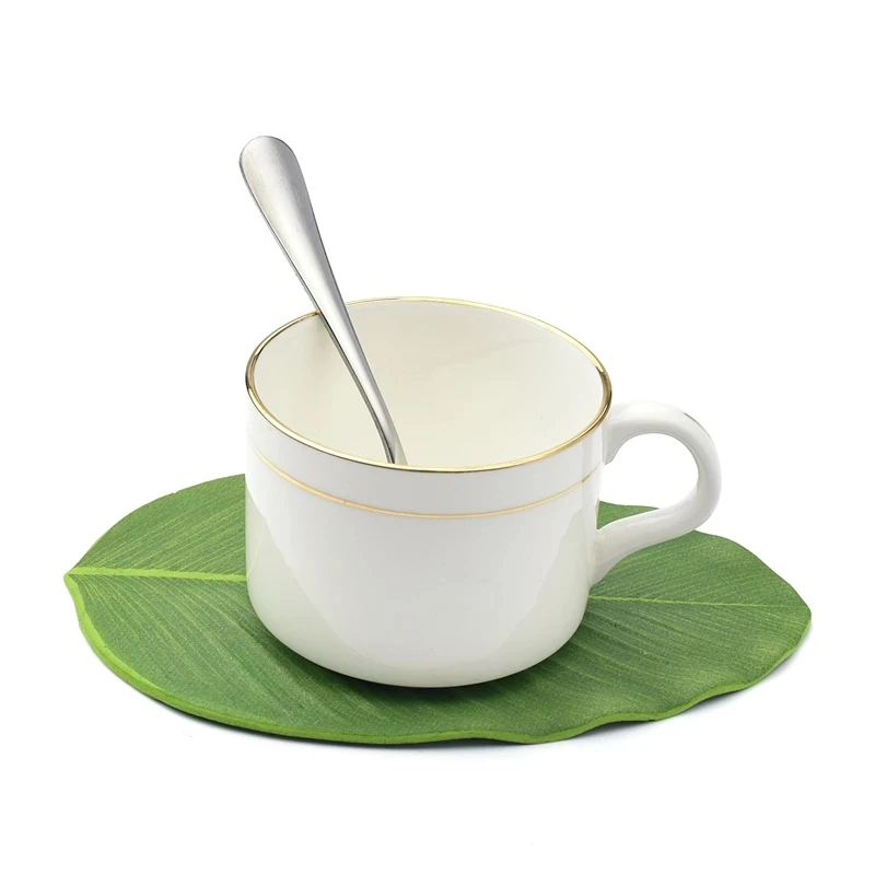 Tropical Artificial Palm Leaves Mat EVA Coasters Cup Bowl Pad Mat Coffee Tea Cup Drink Coaster for Hawaii Theme Party Decor