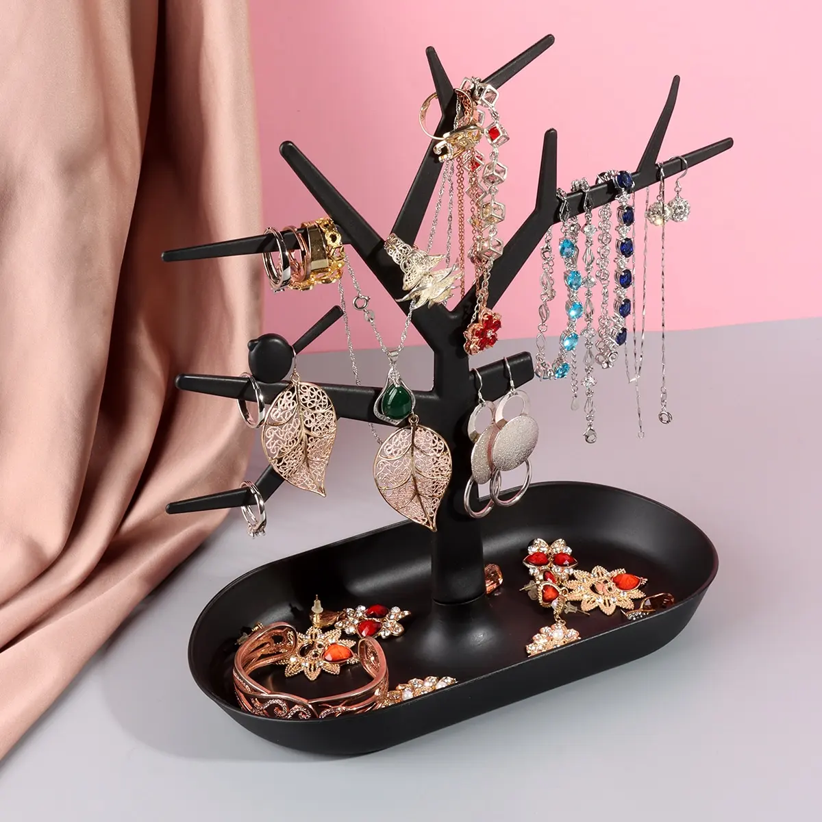 Olai Simple Black Tree Branches Jewelry Holder Hanging Ring Pendant Bangle Necklace Jewelry Stand