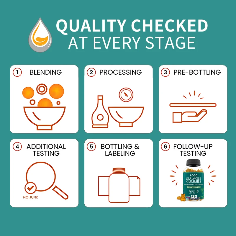 100% Natural Private Label Organic Irish Bulk Bladderwrack Burdock Root Vegan Sea Moss Gummies