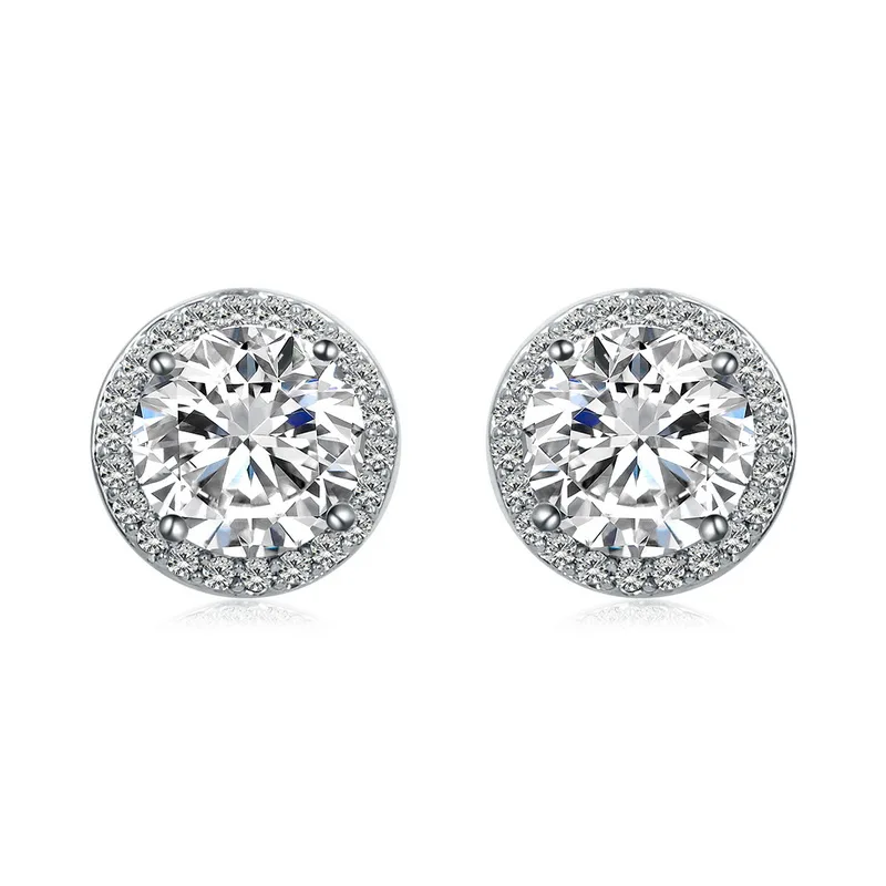 Weiman Jewelry High Quality Classic Halo 8MM Brilliant Round Cut Cubic Zirconia CZ Stud Earring For Women