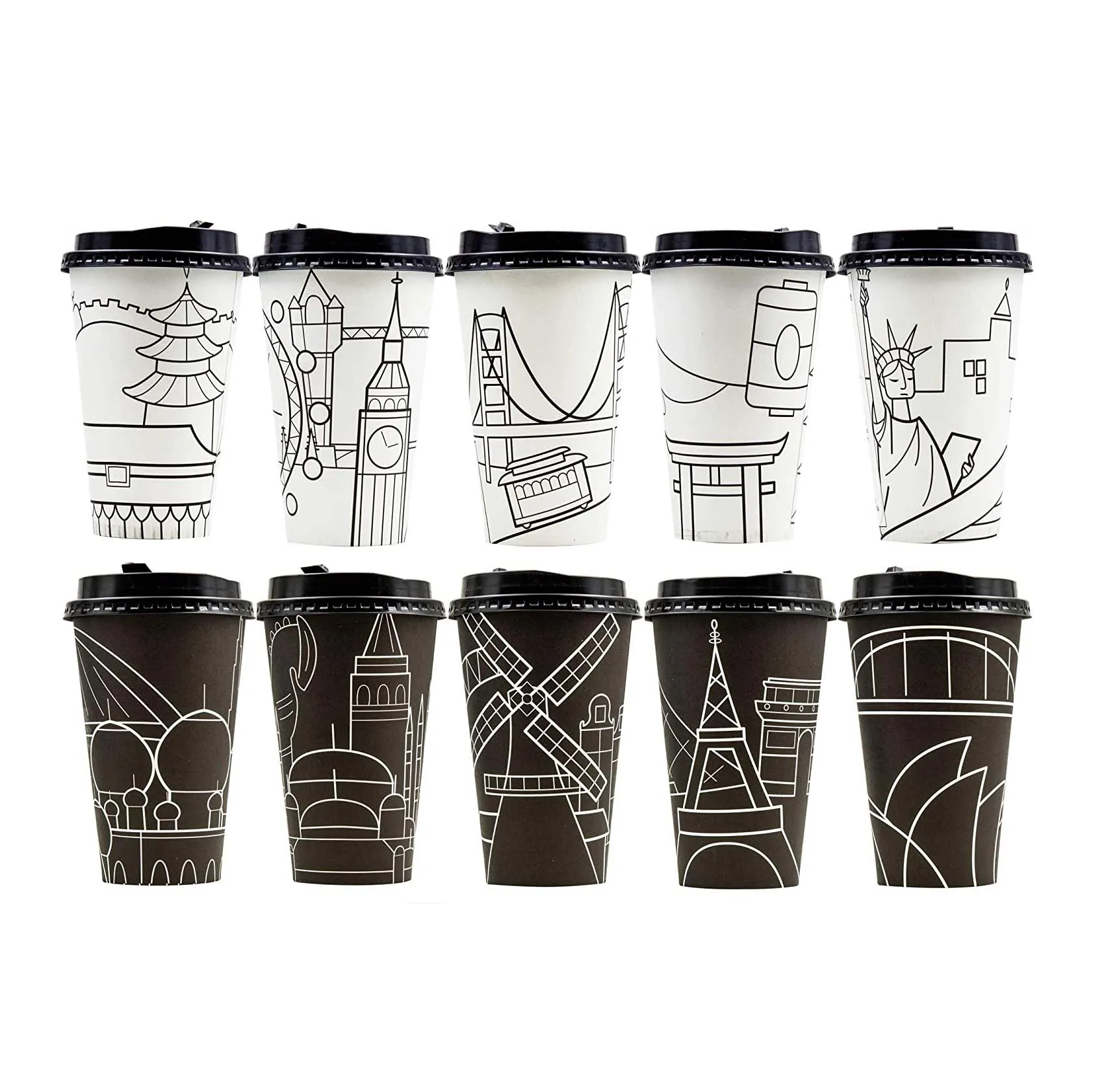 Customized Printing 8oz 12oz 16oz Disposable Double Wall Coffee Eco-friendly Disposable Paper Cup BIO Cups