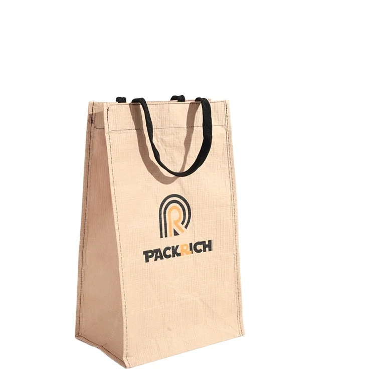 Oem Logo Eco Friendly High Quality Recycled Cotton Reinforced Lined Brown Kraft Paper Bag