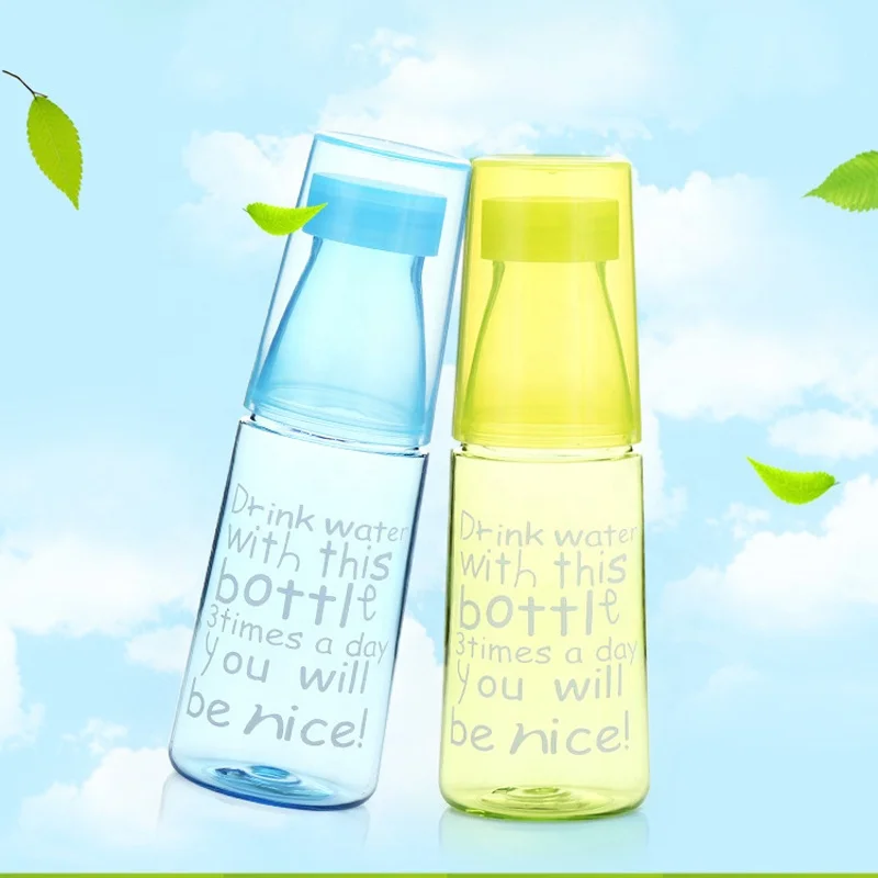 
Cartoon plastic water cup with lid and cup colorful customizable LOGO can be used for two water cups 