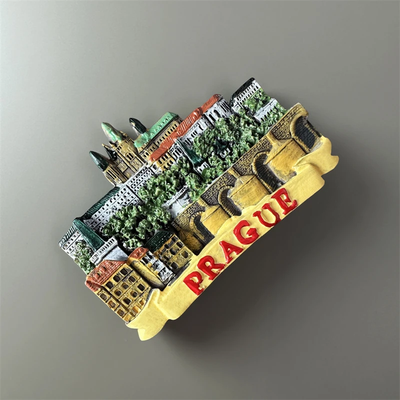 Custom fridge magnets travel Prague Castle and Charles bridge gift Czech souvenirs 3D magnet