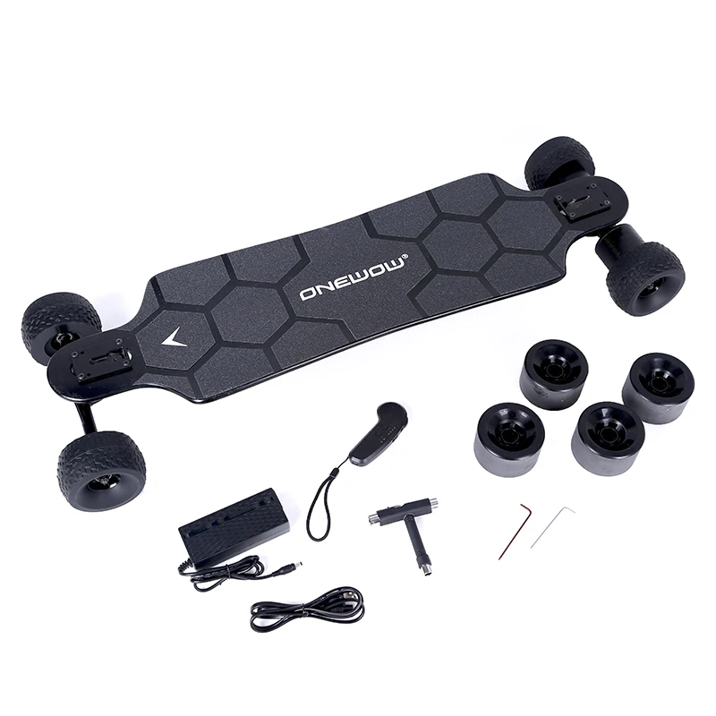 ONEWOW Black Hawk Direct Drive 12S cell electric skateboard with 120mm AT Cloud wheels factory direct sale