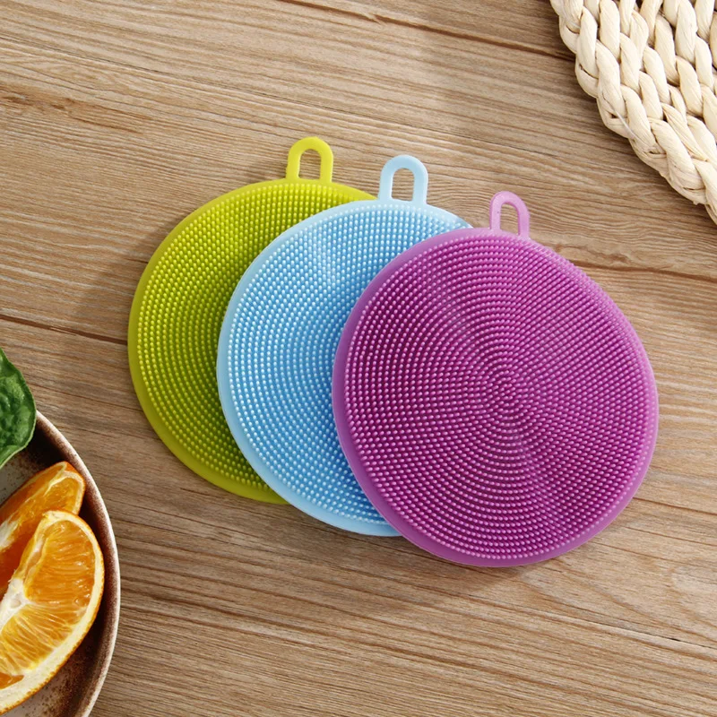 Smiley Dishwashing Sponges Kitchen Cleaning With Handle Cepillo Para Lavar Platos Silicone Dishwashing Brush