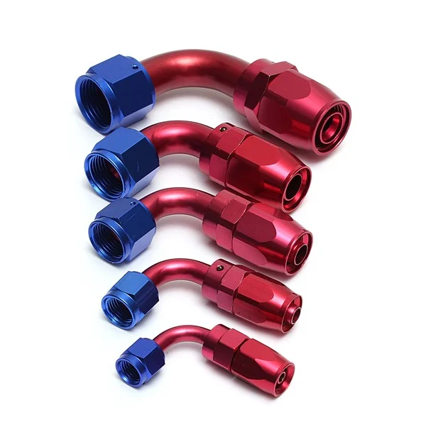Haofa Aluminum Fitting Swivel Hose Ends Blau/Rot eloxiert Dash 6 8 10 / -6 -8 -10 AN / JIC 6 8 10 Anschluss 45 90 Degree