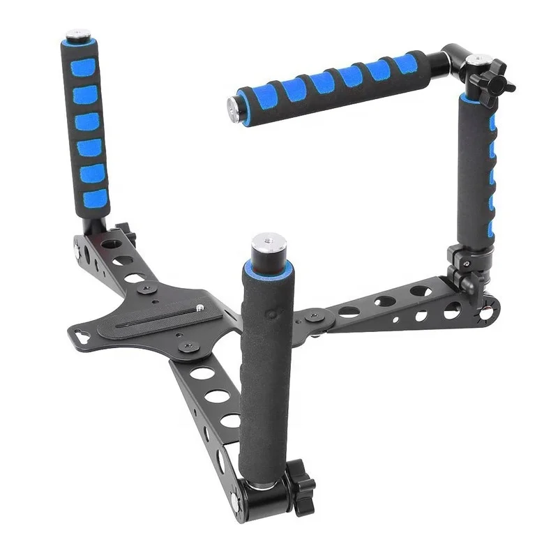 
Aluminum Portable Film Making System Dual Hand Grip Shoulder Mount Rig Stabilizer for DSLR Cameras 