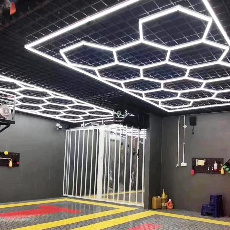 220 В 110 Автомобильная мастерская автомобильные детейлинговые огни Шестигранная сотовая потолочная светодиодная лампа для гаража