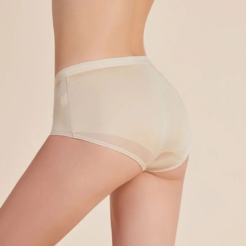 great nude feel women  100% silk  super cozy panties woman  high waist breathable pure silk briefs underwear