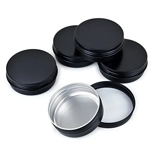 Black Matte Aluminum Jar 15ML 20ML 25ML Round Empty Matte Black Aluminum Tin Cans
