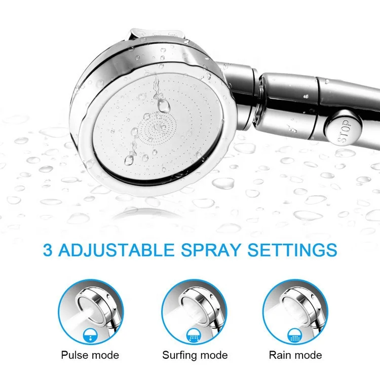 Luxury high pressure 360 rotating handheld shower head stainless steel massage spa jetted rainfall shower head with on/off