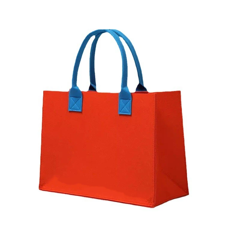 Large capacity colored wool felt handbag with logo printing advertising gift felt tote bag manufacturer wholesale