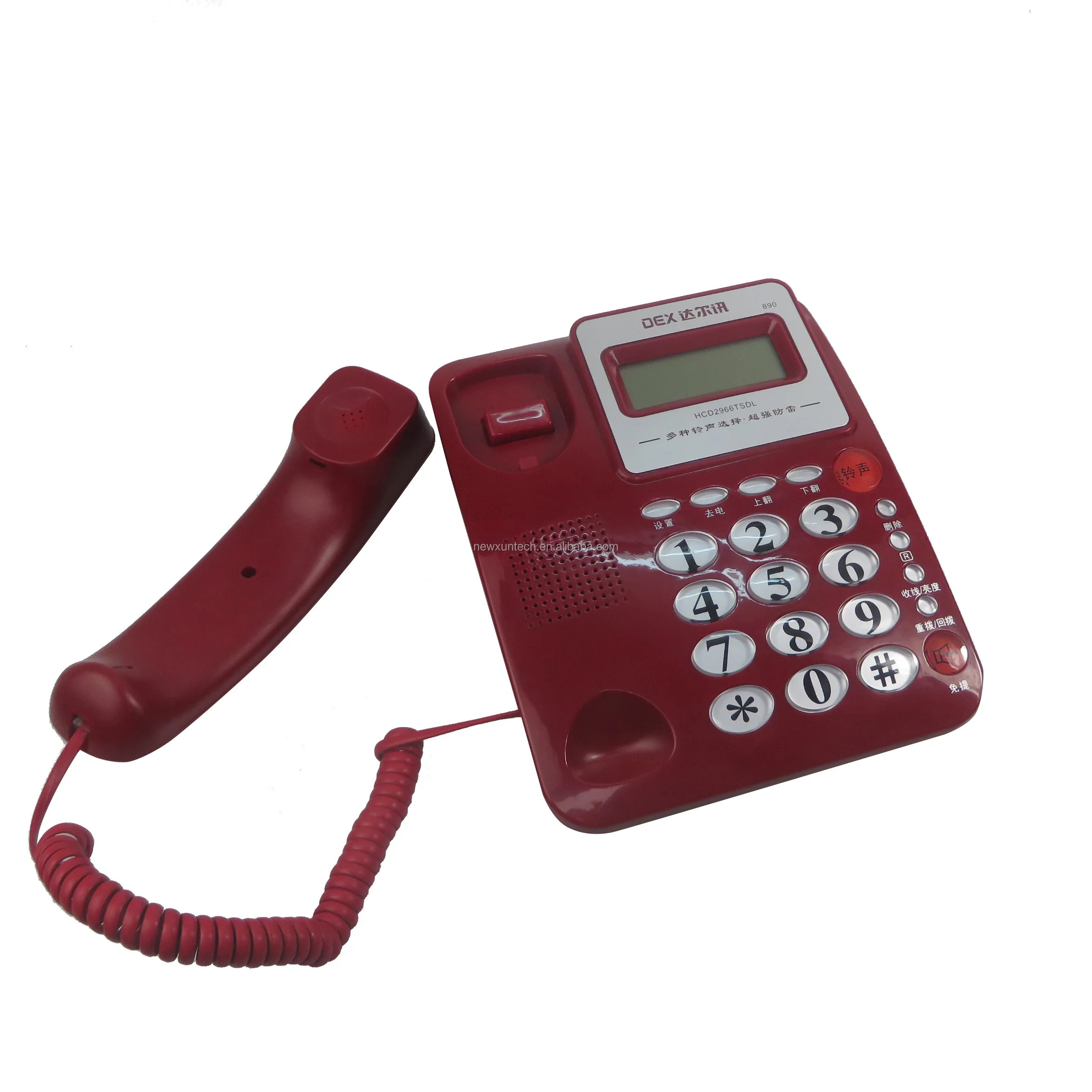 
Red color big button home phone Caller ID with big display telephone 