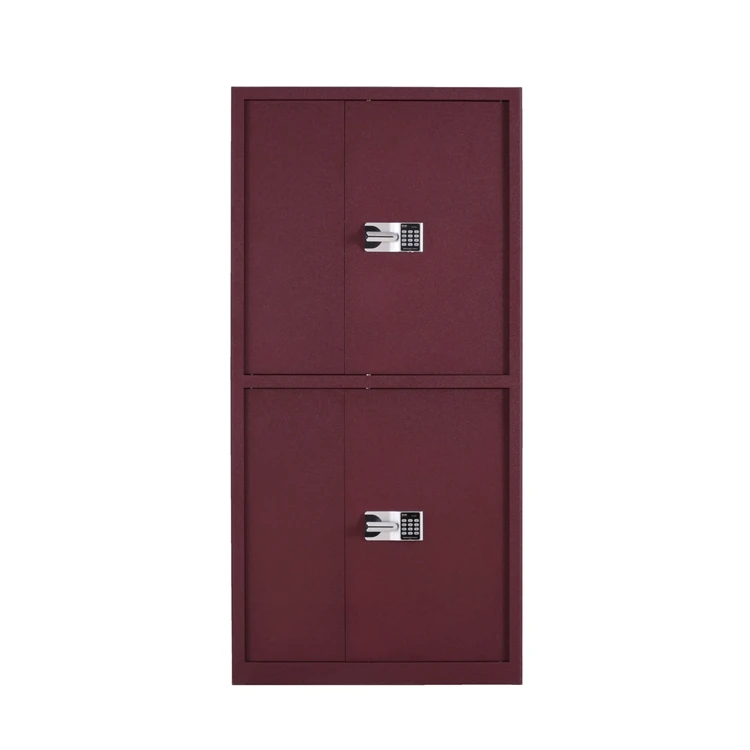 Wine Red Electronic Coded Lock Steel File Cabinet With Drawers