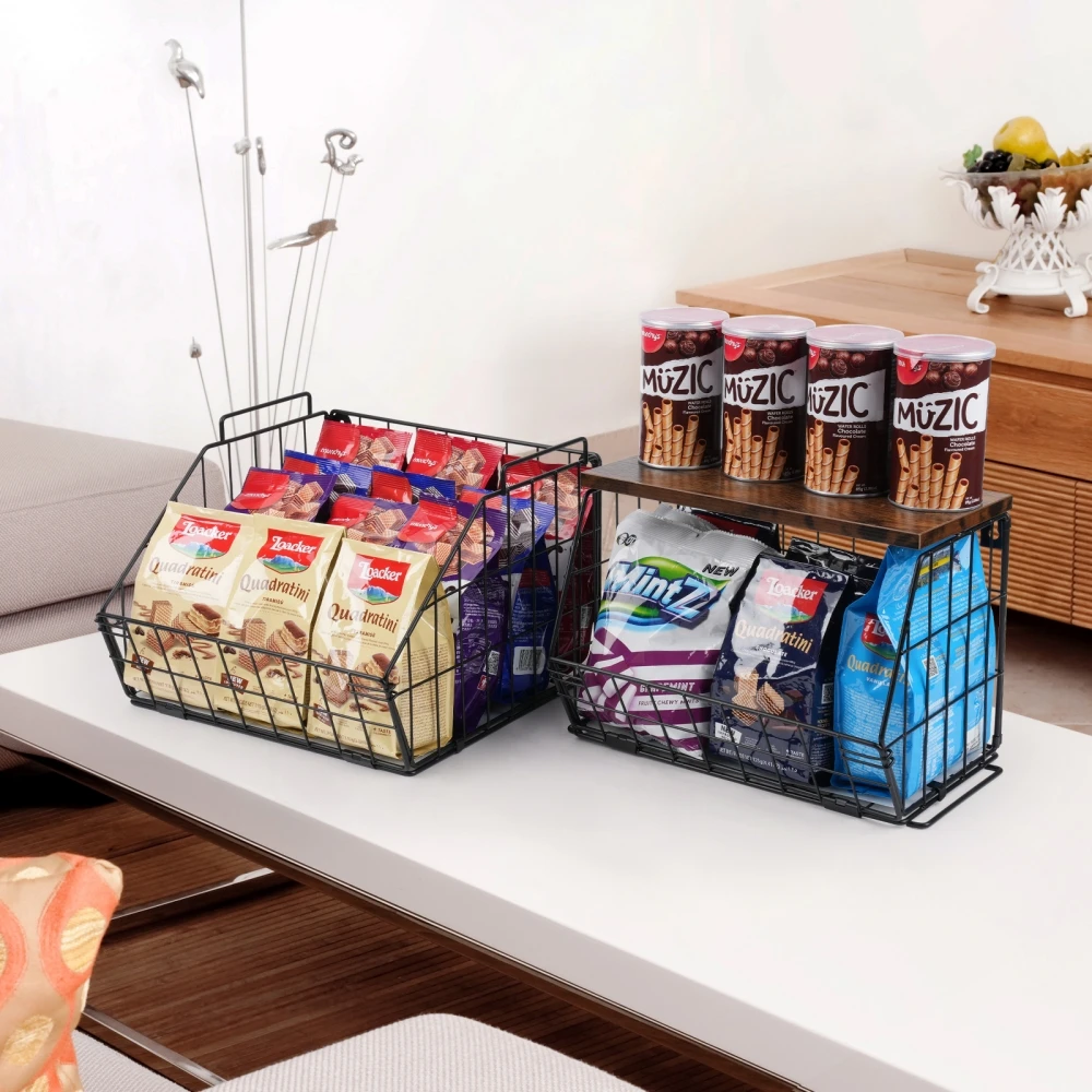 Stackable Wire Mesh Basket Shelf for Kitchen Counter Steel Wire Basket for Storage