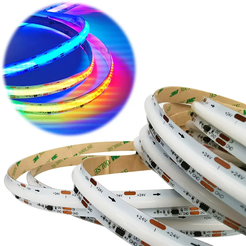Indoor atmosphere 10mm dream color DMX smart RGBIC 576 LEDS strip WS2811 addressable magic colorful 24V COB light flexible