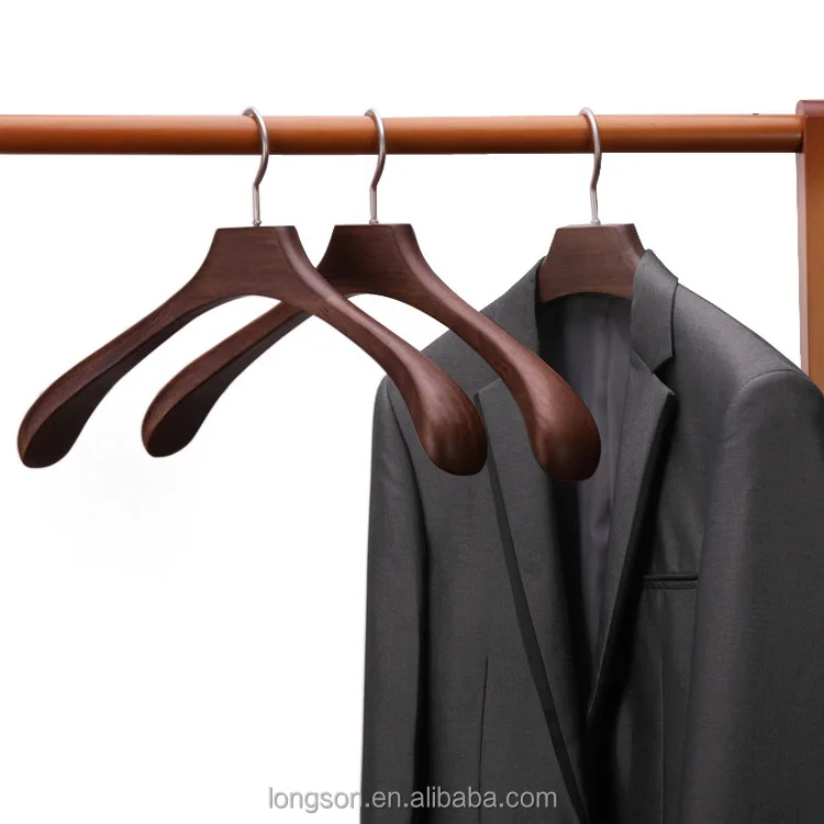 Cherry Mahogany Solid Timber Walnut Wooden Clothes Hangers With Logo for Hotel