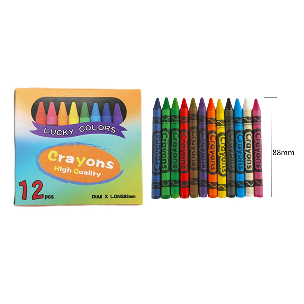 12 pcs Crayon Art Colorful Drawing Set Kids Children Coloring Kit Non Toxic Wax Crayon