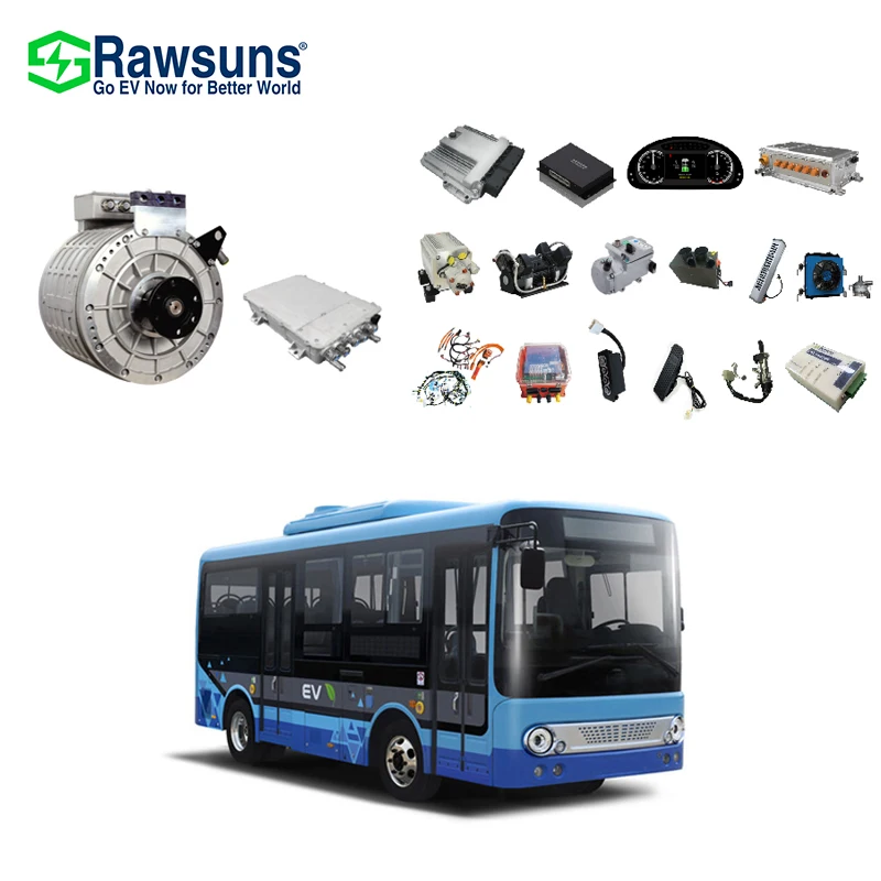 Rawsun 200hp electric motor permanent magnet electric car kit complete with lithium battery for 6-7M bus 7.5T truck