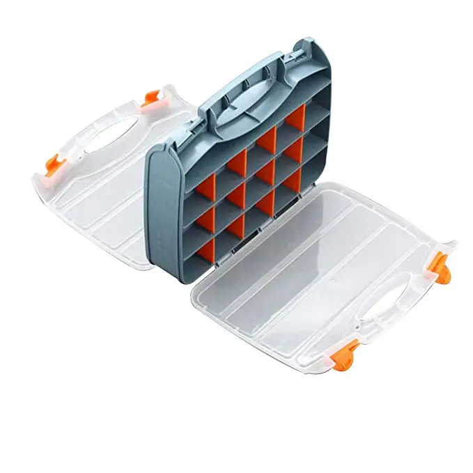 TOPIND 2 Sided Fishing Tackle Box Gear Boxes Storage Case of Bait and Small Trinkets Accessory Containers