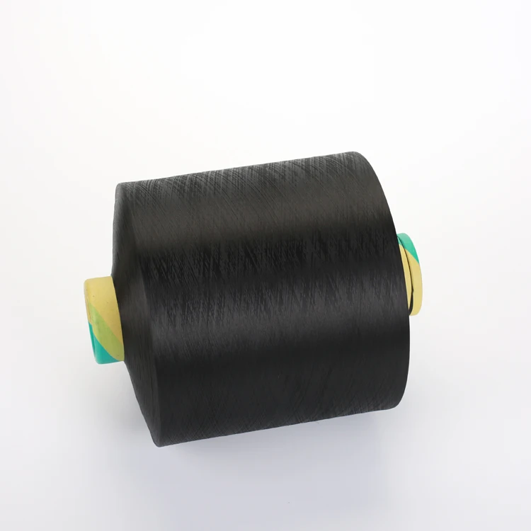 POLYESTER TEXTURED 150/48 S TWIST BLACK YARN for knitting