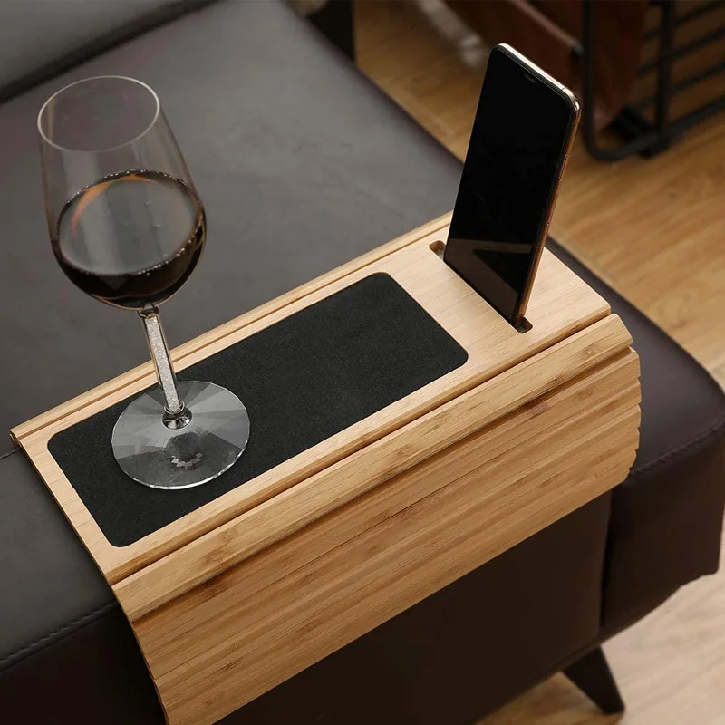 Sofa Arm Tray for Couch Sofa Tray Couch Arm Table Wholesale Multifunction Handmade Bamboo Storage Trays Bamboo Wood Customized