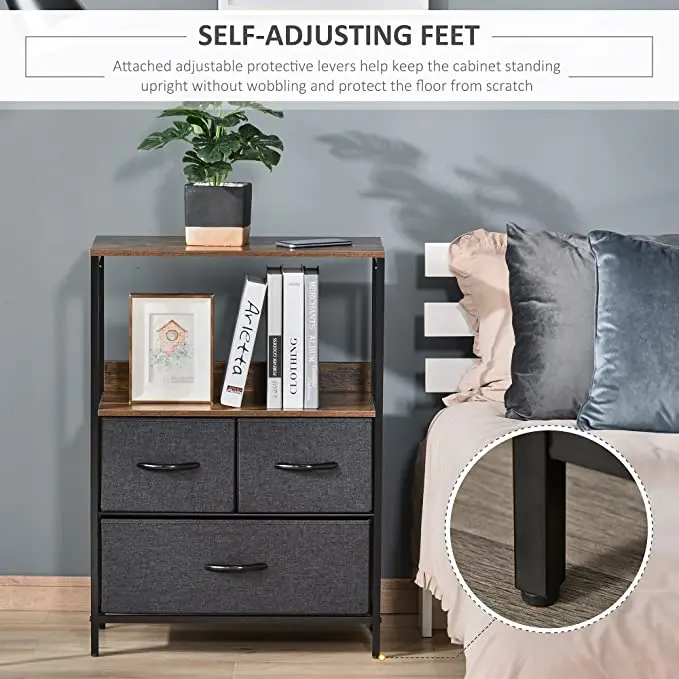 3 Drawer Storage Chest Unit Home Cabinet w/Shelves Home Living Room Bedroom Entryway Living Furniture Black