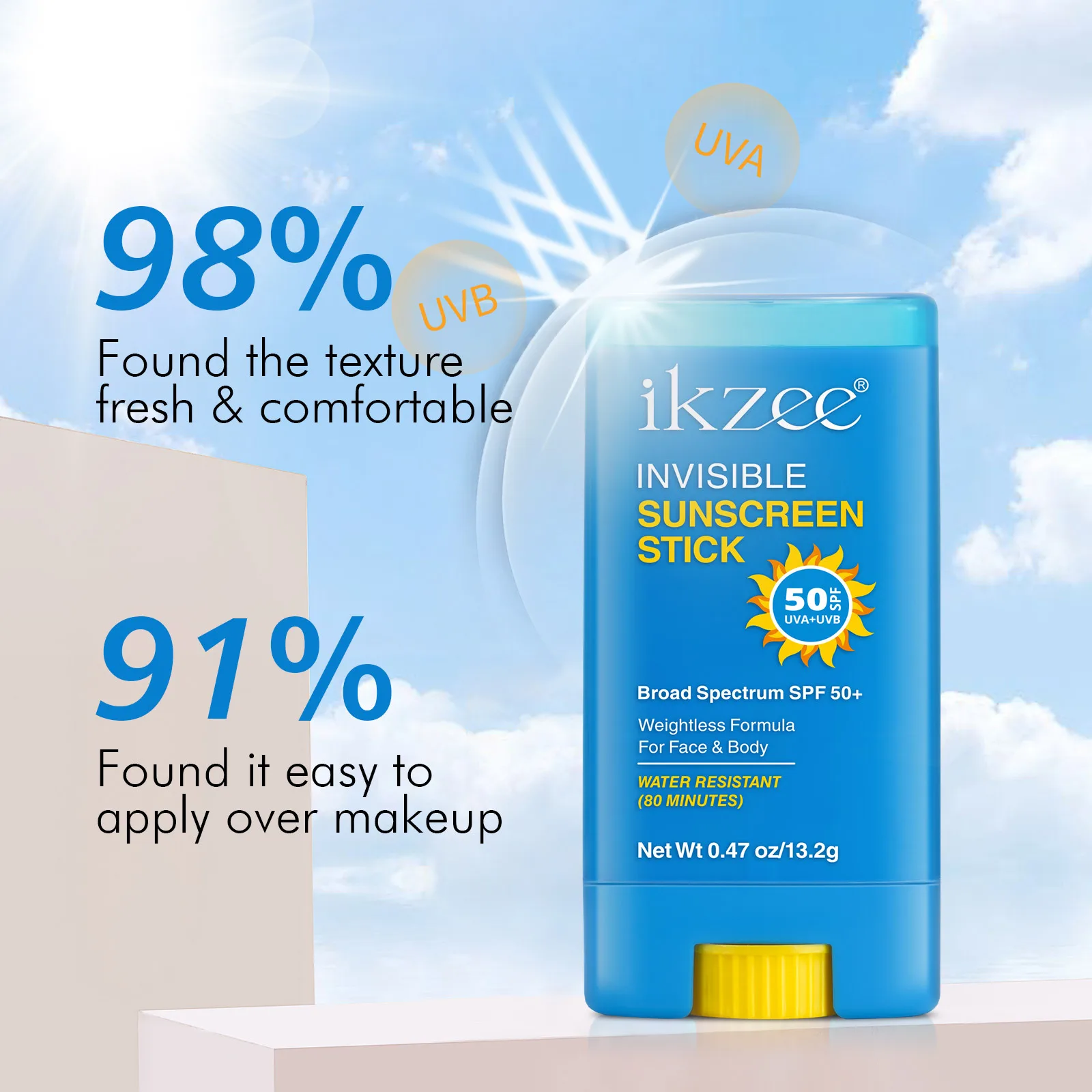 IKZEE beach travel water resistant private label stick sun cream skin care sun protection screen stick spf 50 sun stick