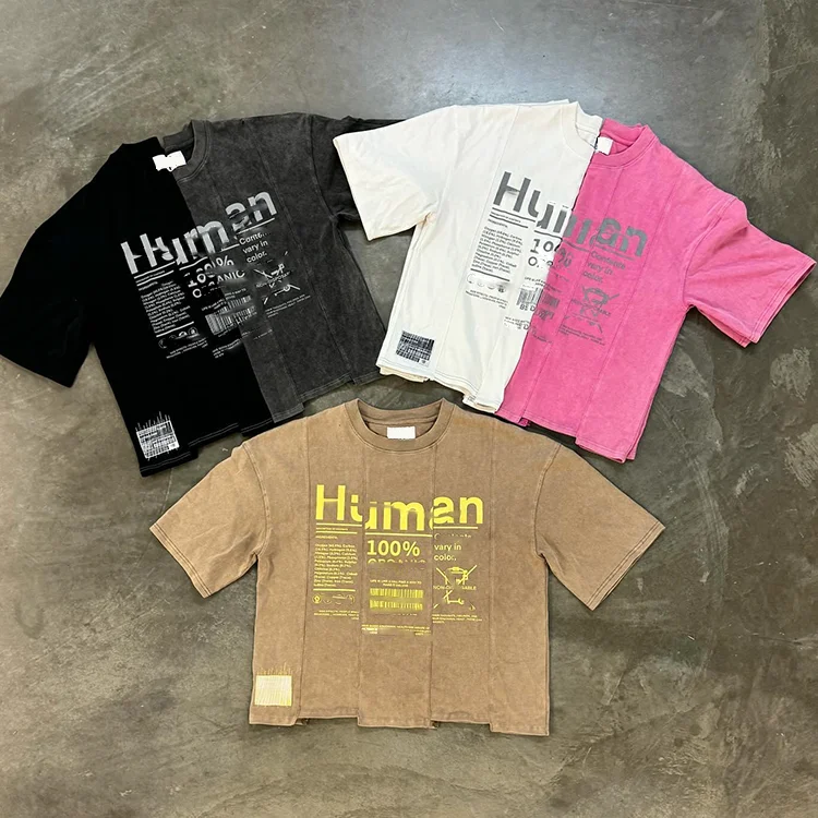 Vintage Wash Wholesale Men Street Wear T Shirts Logo Custom Oversize Acid Wash T-Shirt